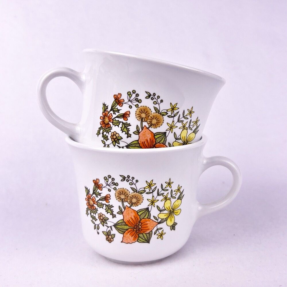 VTG Corelle by Corning Indian Summer Tea Cup Coffee Mug Set Of 2 Cottage Core